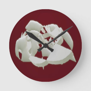 Horloge Ronde Marbre brisé Art moderne abstrait prune blanche