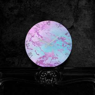 Horloge Ronde Marbre chic   Glam violet violet violet bleu Ombre