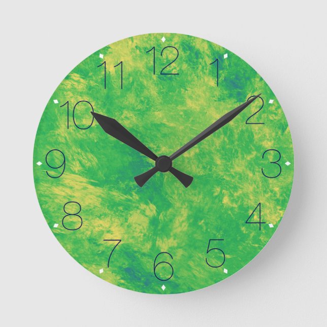 Horloge Ronde Marbre de citron vert avec chiffres (Recto)