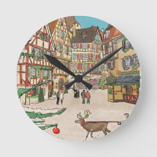 Horloge Ronde Marché de Noël Strasbourg France d'inspiration rét
