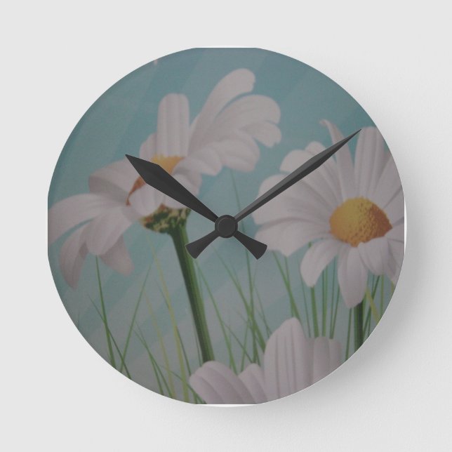 HORLOGE RONDE MARGUERITES BLANCHES (Recto)