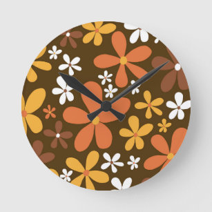 Horloge Ronde Marguerites de printemps rétro #2 #décoration #art