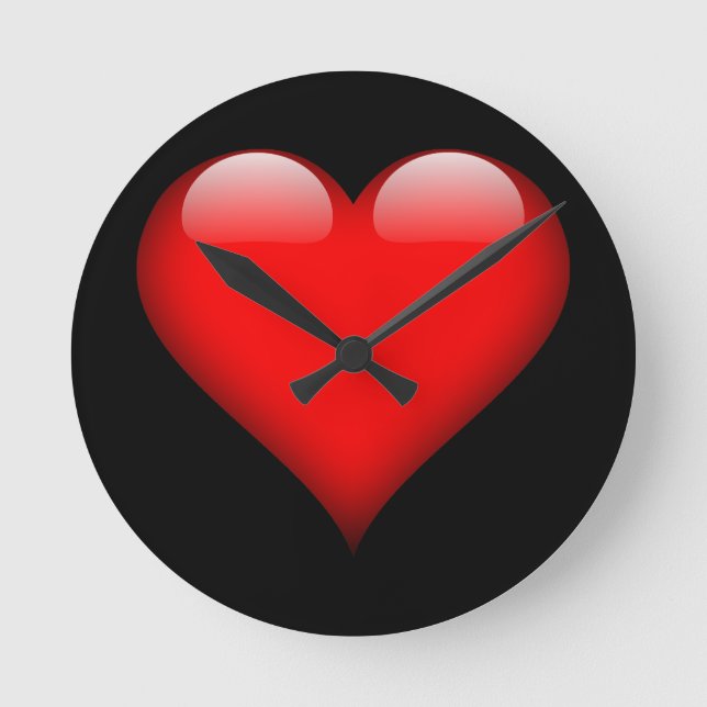 Horloge Ronde Mariage Amour Tendance Cœur Rouge (Recto)