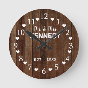 Horloge Ronde Mariage de tôle en bois rustique
