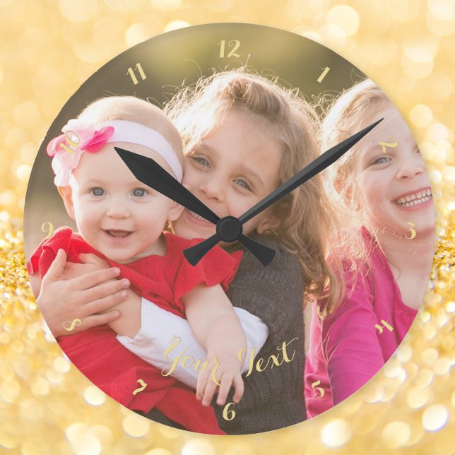 Horloge Ronde Mariage sur mesure Couple anniversaire Photo de fa (Custom Weddings Anniversary Couple Family Photo Round Clock)
