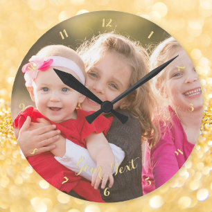 Horloge Ronde Mariages personnalisés Couple anniversaire Photo d