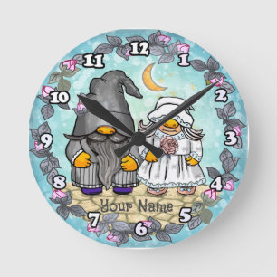 Horloge Ronde Marié & Gnome mariée 