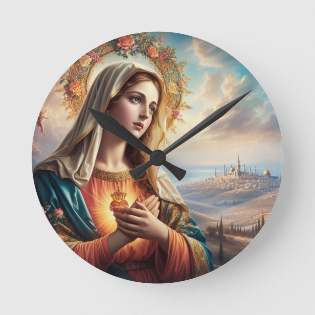 Horloge Ronde Marie Vierge Jésus (Recto)