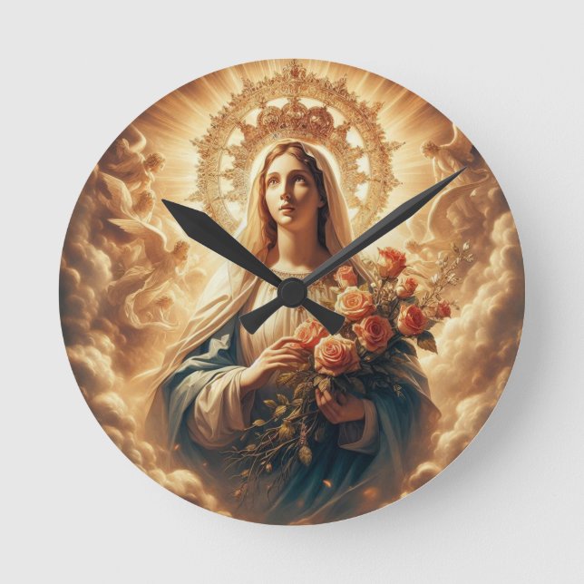 Horloge Ronde Marie Vierge Jésus (Recto)