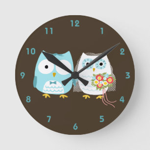 Horloge Ronde Mariés Chouette - Joli Couple de Mariés