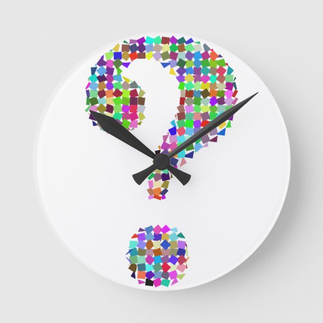 Horloge Ronde Marque d'interrogation Rainbow Splatter (Recto)