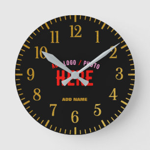 HORLOGE RONDE MARQUE ÉLÉGANT MODERNE PERSONNALISABLE NOIR VÉRIFI