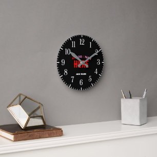 HORLOGE RONDE MARQUE PERSONNALISÉE NOIRE VERIFIÉE MODERNE ET ÉLÉ