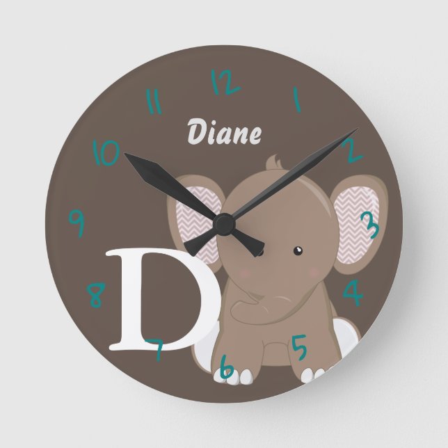 Horloge ronde marron personnalisée pour bébé (Recto)