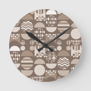 Horloge Ronde Marron Terre Neutre Nordique Scandinave 