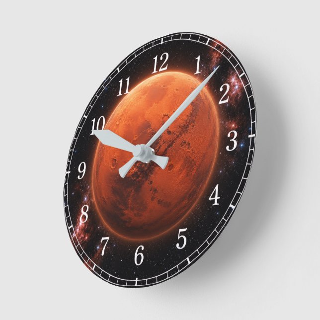 Horloge Ronde Mars Wall Clock — Space-Inspired Design (Angle)