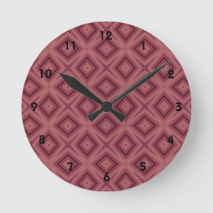 Horloge Ronde Marsala tendance et motif géométrique rose
