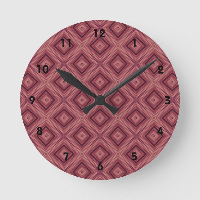 Horloge Ronde Marsala tendance et motif géométrique rose (Recto)