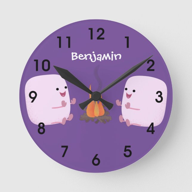 Horloge Ronde Marshmallows mignons roses par dessin animé sur le (Recto)