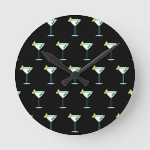 Horloge Ronde Martini Amateurs De Cocktail Bar De Verre Alcool