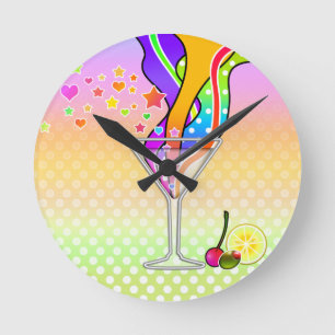 HORLOGE RONDE MARTINI STYLE ART POP DES ANNÉES SOIXANTE