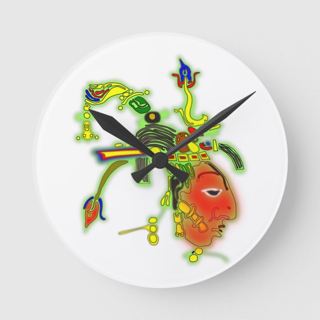 Horloge Ronde Masque de peinture amusant visage tribal (Recto)