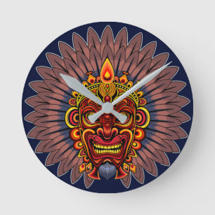 Horloge Ronde Masque rituel du roi guerrier tribal