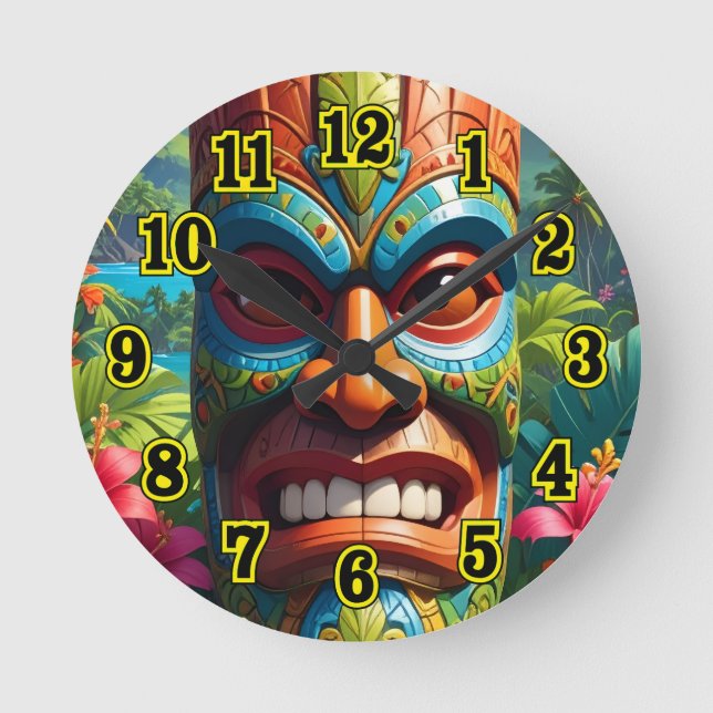 Horloge Ronde Masque Tiki (Recto)