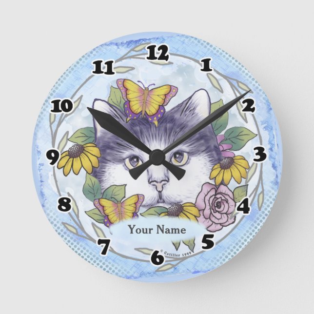 Horloge Ronde Masquer l'horloge du chat (Recto)