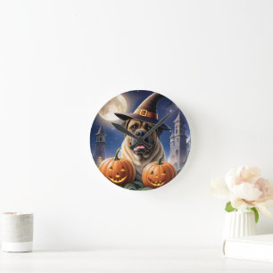 Horloge Ronde Mastiff Dogue anglais Halloween