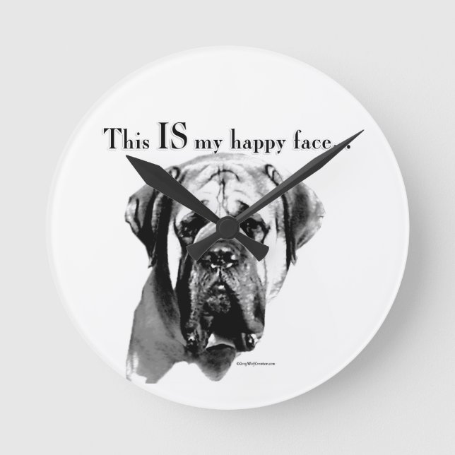 Horloge Ronde Mastiff Joyeux visage (Recto)