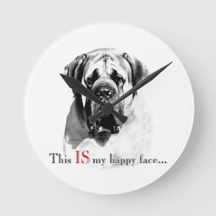 Horloge Ronde Mastiff Joyeux visage