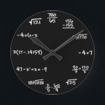 Horloge Ronde Mathematics Chalkboard Clock<br><div class="desc">Perfect clock for math student,  teachers,  engineers,  physicists,  doctors,  dentists,  or anyone who just likes a creative chalkboard-like clock</div>