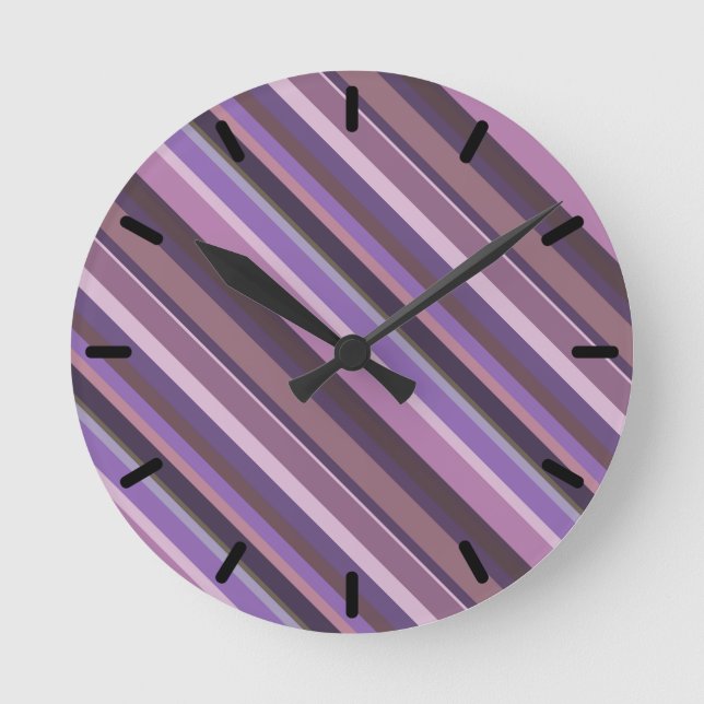 Horloge Ronde Mauve diagonal stripes (Recto)