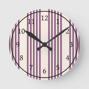 Horloge Ronde Mauve violet beige cinq bandes motif