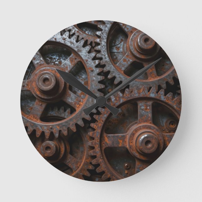 Horloge Ronde Mécanisme Industriel Rouillé (Recto)