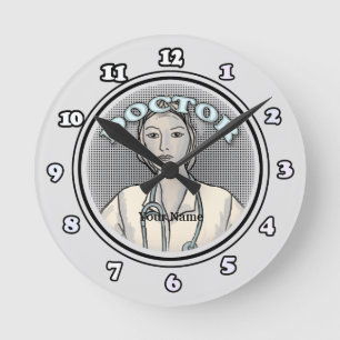 Horloge Ronde Médecin femme rétro