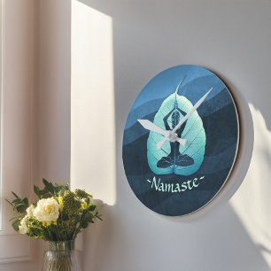 Horloge Ronde Méditation de l'instructeur YOGA Pose Bodhi Leaf C