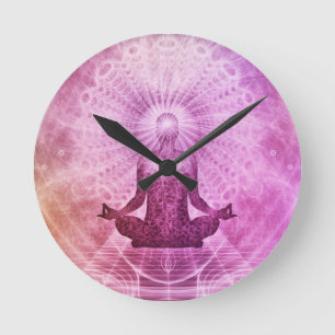 Horloge Ronde Méditation du Yoga spirituel Zen coloré