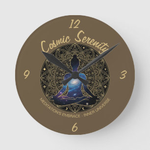 Horloge Ronde Méditation Sérénité Cosmique Galaxie Mandala