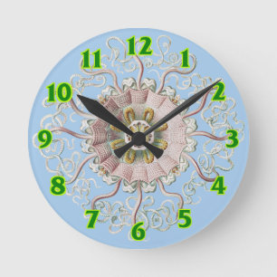 Horloge Ronde Méduse rose nautique d'Ernst Haeckel