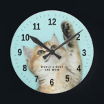Horloge Ronde Meilleur Chat au monde Maman Photo personnalisée<br><div class="desc">Meilleur Chat Mondial Maman Personnalisé Drôle Animaux de compagnie Photos horloge</div>