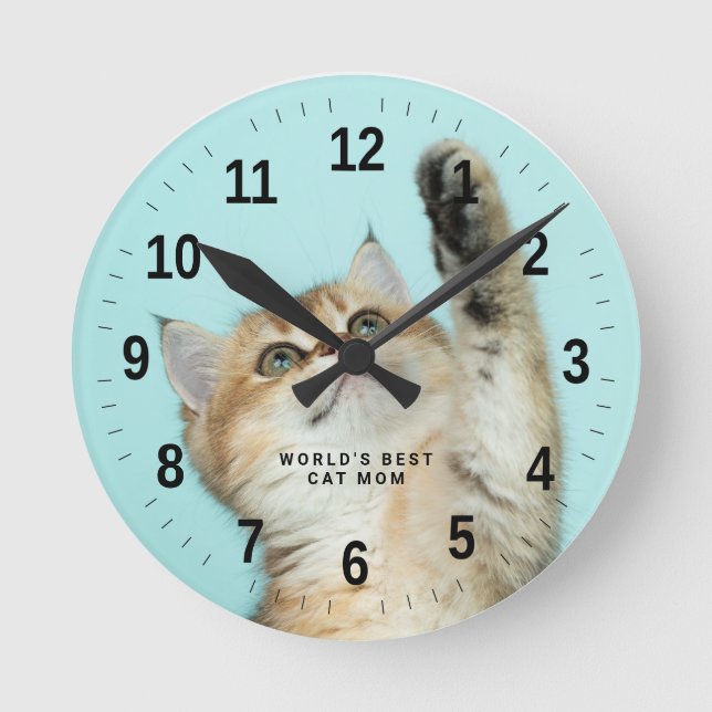 Horloge Ronde Meilleur Chat au monde Maman Photo personnalisée (Recto)
