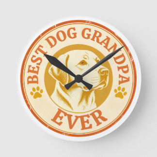 Horloge Ronde Meilleur Grand-Père de Chien Rétro Labrador Rond