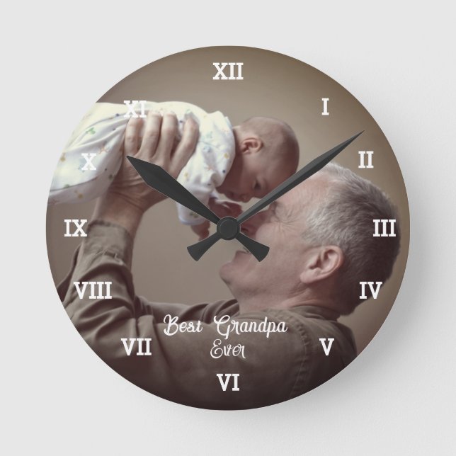Horloge Ronde Meilleur Grand-Père Jamais Photo Personnalisée Cré (Recto)