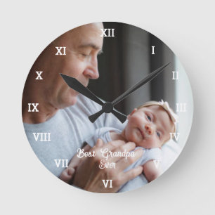 Horloge Ronde Meilleur Grand-Père Jamais Photo Personnalisée Cré
