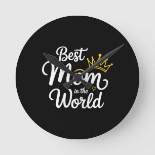 Horloge Ronde Meilleur Maman Du Monde T-shirt Femmes Meilleure M