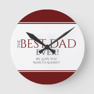 Horloge Ronde Meilleur Papa Noir Rouge Fête des Pères
