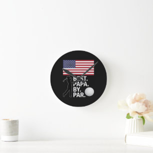 Horloge Ronde Meilleur Papa Par Golf Papa Fête des Pères Golf