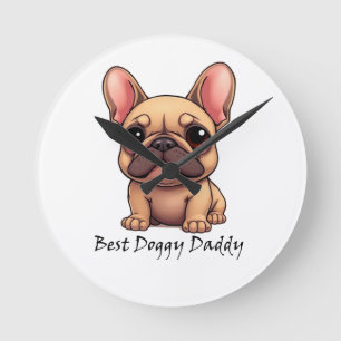Horloge Ronde Meilleur Papa Toutou Bouledogue Français Animal de